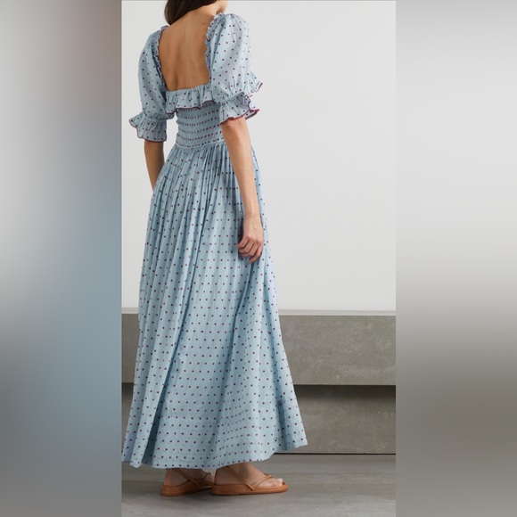 DÔEN
+ NET SUSTAIN Sol shirred Swiss-dot organic cotton-voile maxi dress - Picture 11 of 13